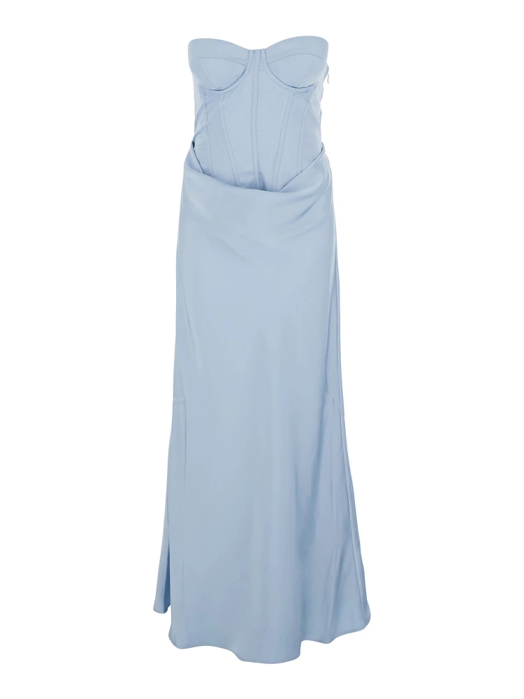Dress Satin Corset Maxi Dress Blue in Polyester for Women
