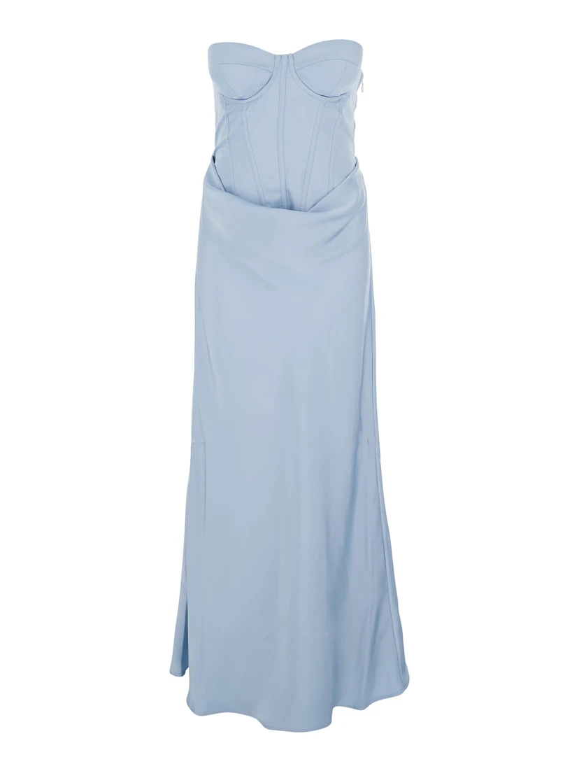 Dress Satin Corset Maxi Dress Blue in Polyester for Women