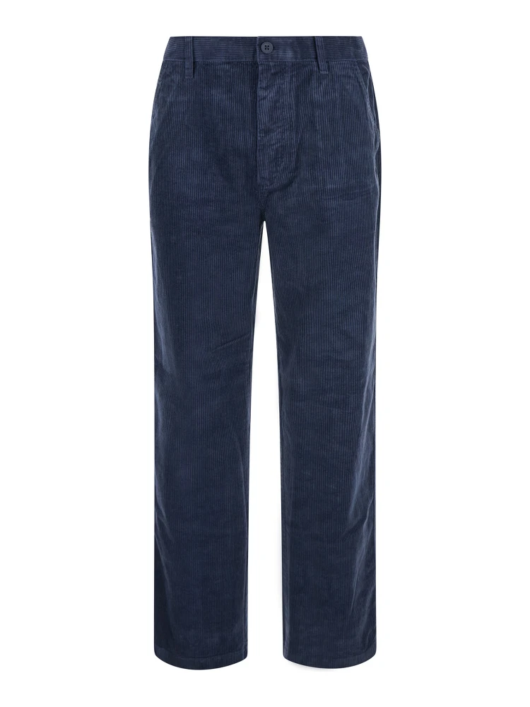 Velvet Pants with Pockets and Straight Hems in Blue for Men