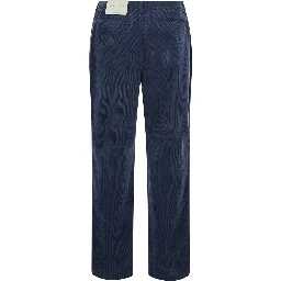 Velvet Pants with Pockets and Straight Hems in Blue for Men