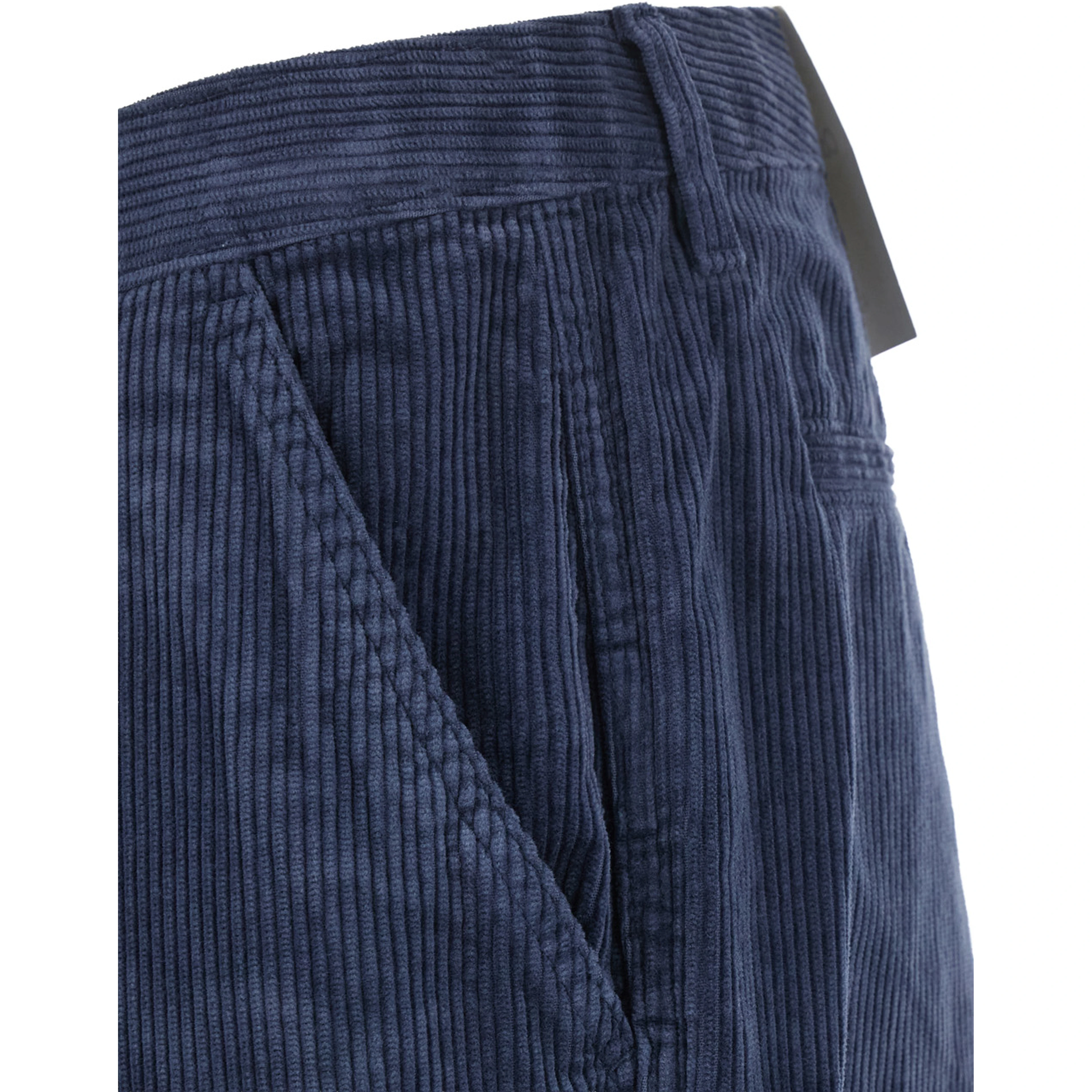 Velvet Pants with Pockets and Straight Hems in Blue for Men