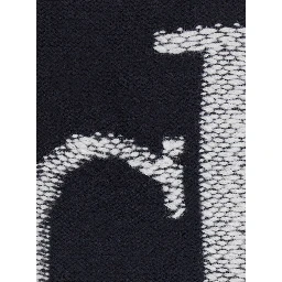 Oversized logo wool sweater with round neck and long sleeves, Black, Man
