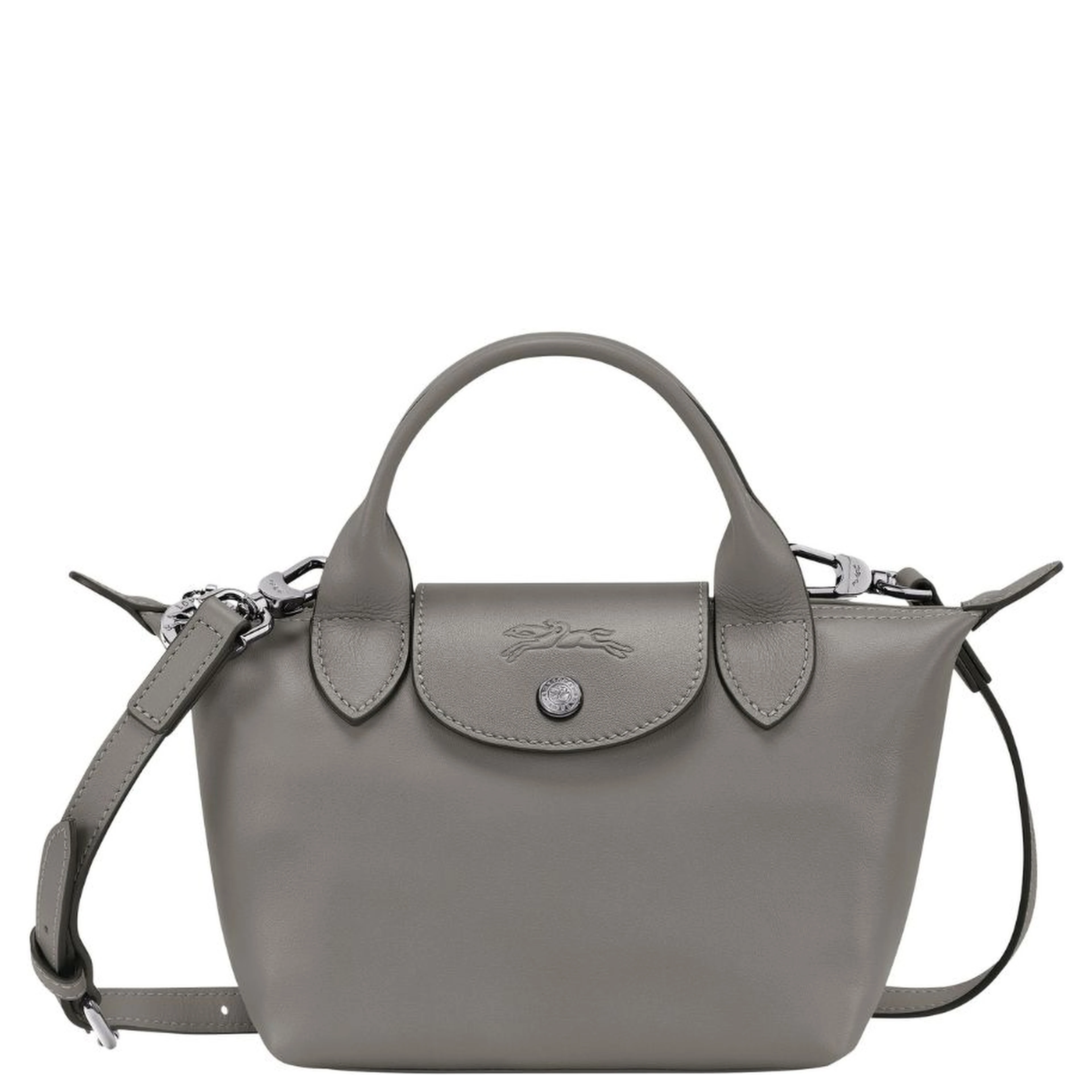 Crossbody bag Le Pliage Xtra with Engraved Logo on Front in Grey Leather for Women
