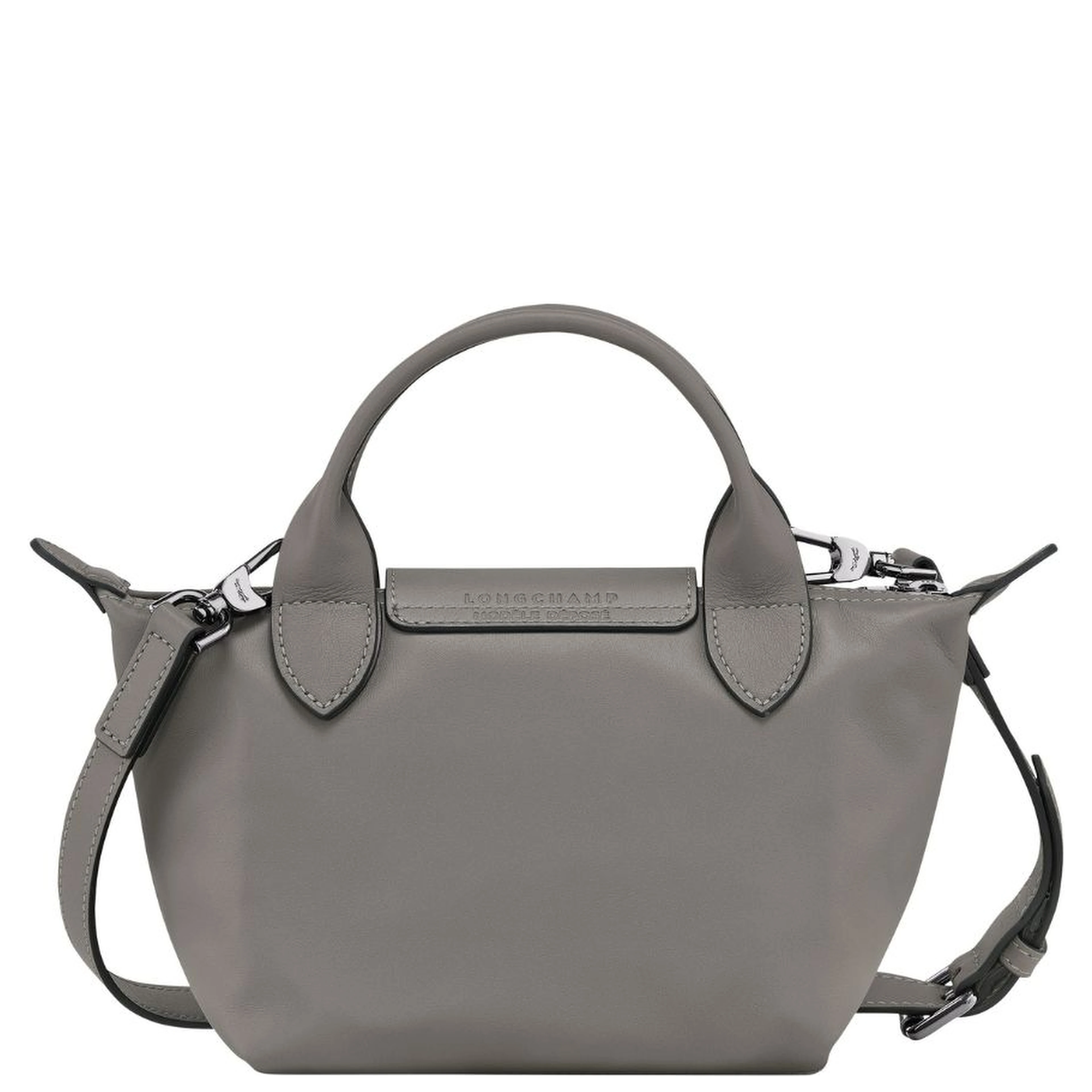 Crossbody bag Le Pliage Xtra with Engraved Logo on Front in Grey Leather for Women