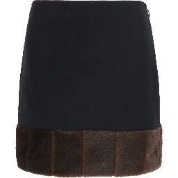 DUELLA Skirt in synthetic fur with recycled polyester composition and black color for women