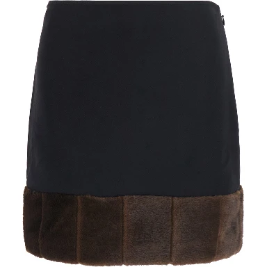 DUELLA Skirt in synthetic fur with recycled polyester composition and black color for women