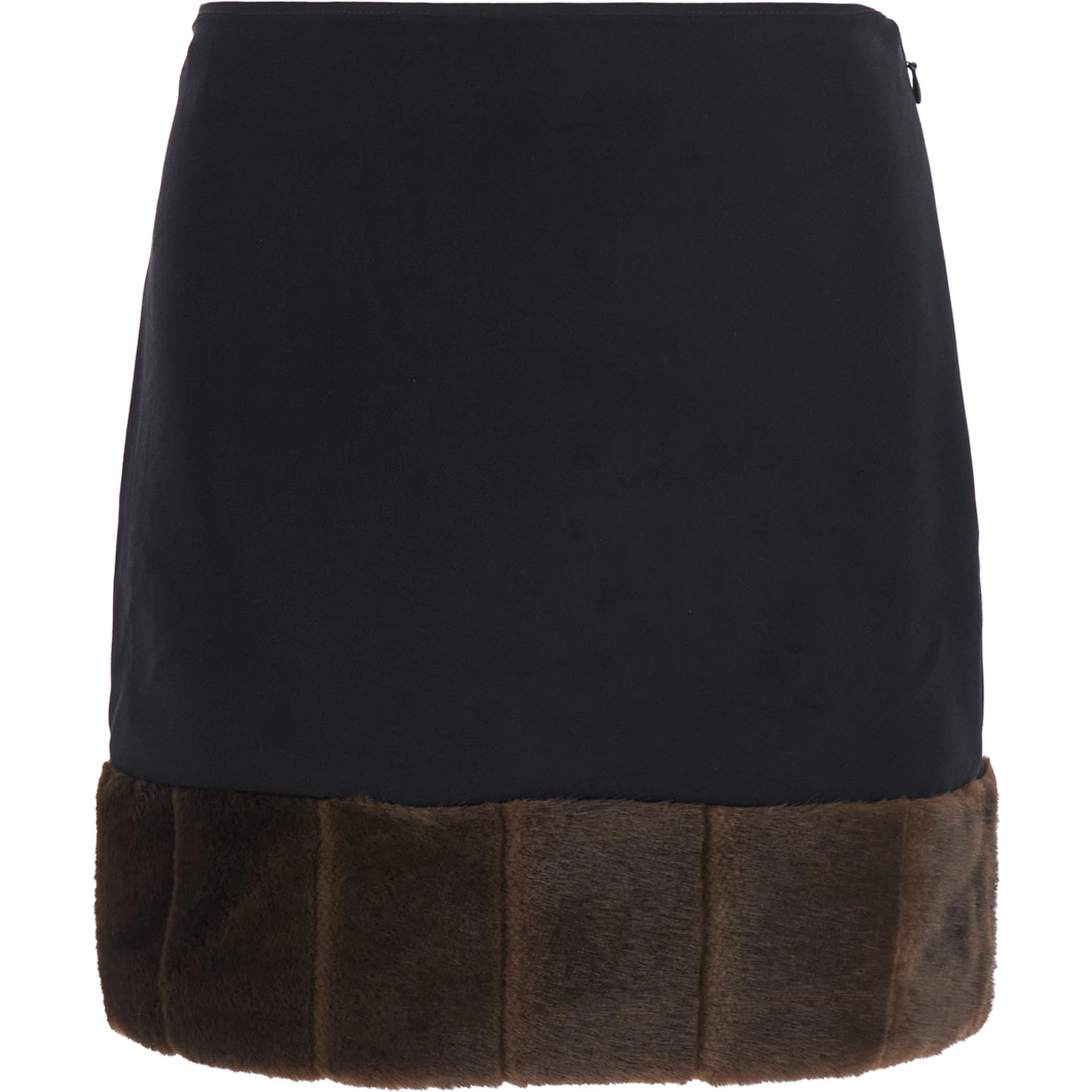 DUELLA Skirt in synthetic fur with recycled polyester composition and black color for women
