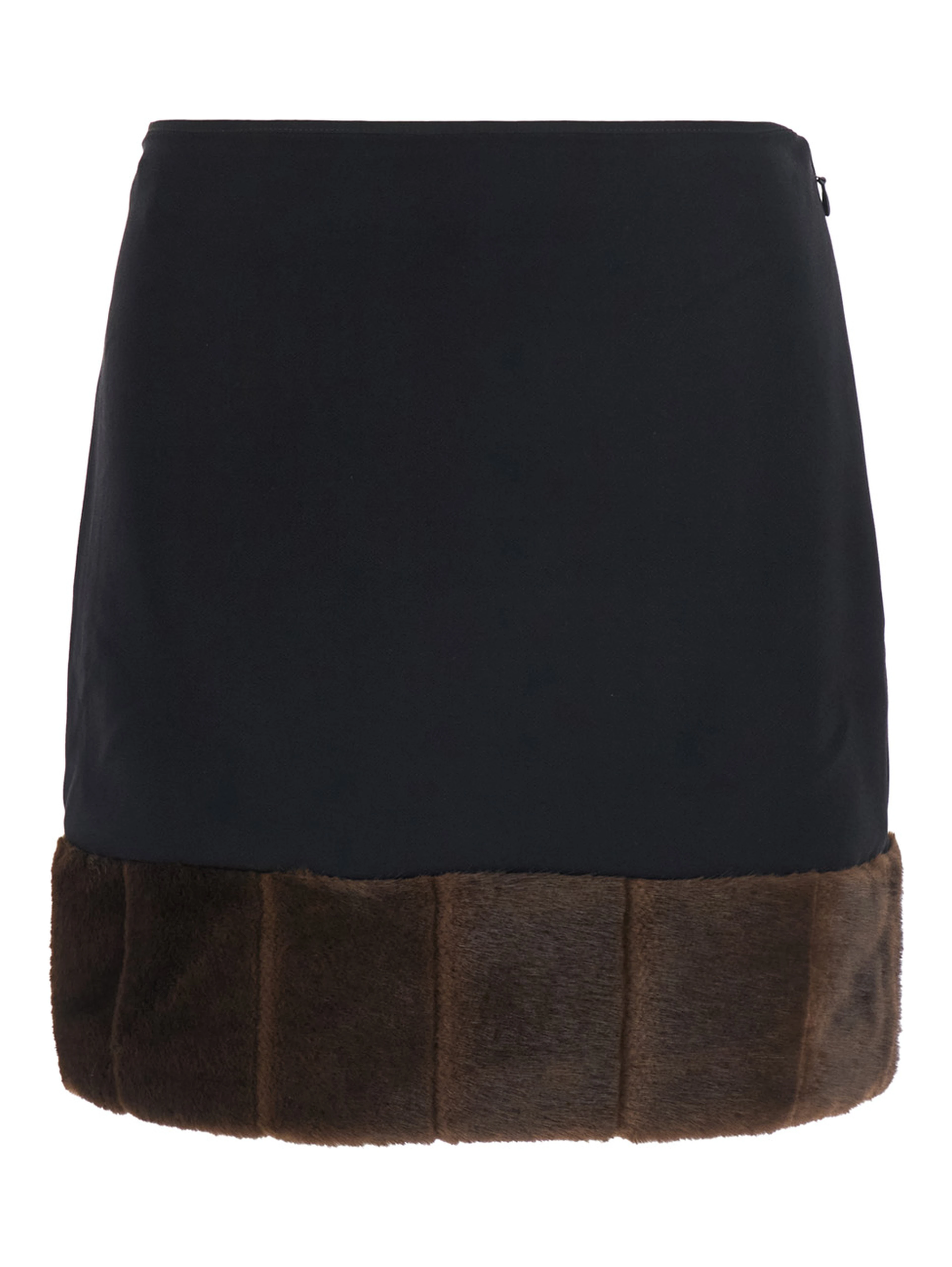 DUELLA Skirt in synthetic fur with recycled polyester composition and black color for women