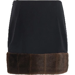 DUELLA Skirt in synthetic fur with recycled polyester composition and black color for women