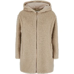 SPADINO Coat with Notched Revers and Long Sleeves in White Tech Fabric for Women
