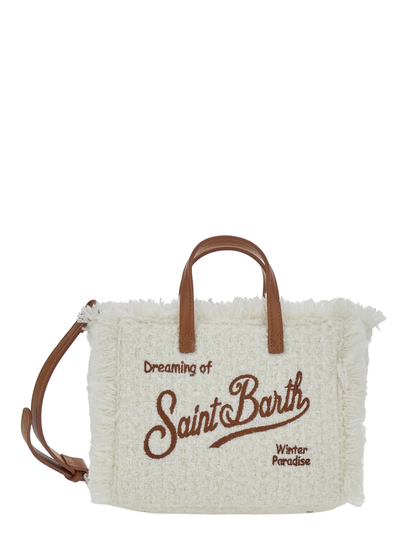 MC2 SAINT BARTH KIDS Small handbag with shoulder strap Vanity Mini Tweed in Tech Fabric white for women