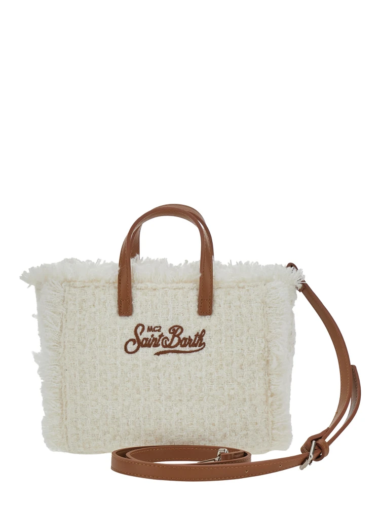 MC2 SAINT BARTH KIDS Small handbag with shoulder strap Vanity Mini Tweed in Tech Fabric white for women alternative
