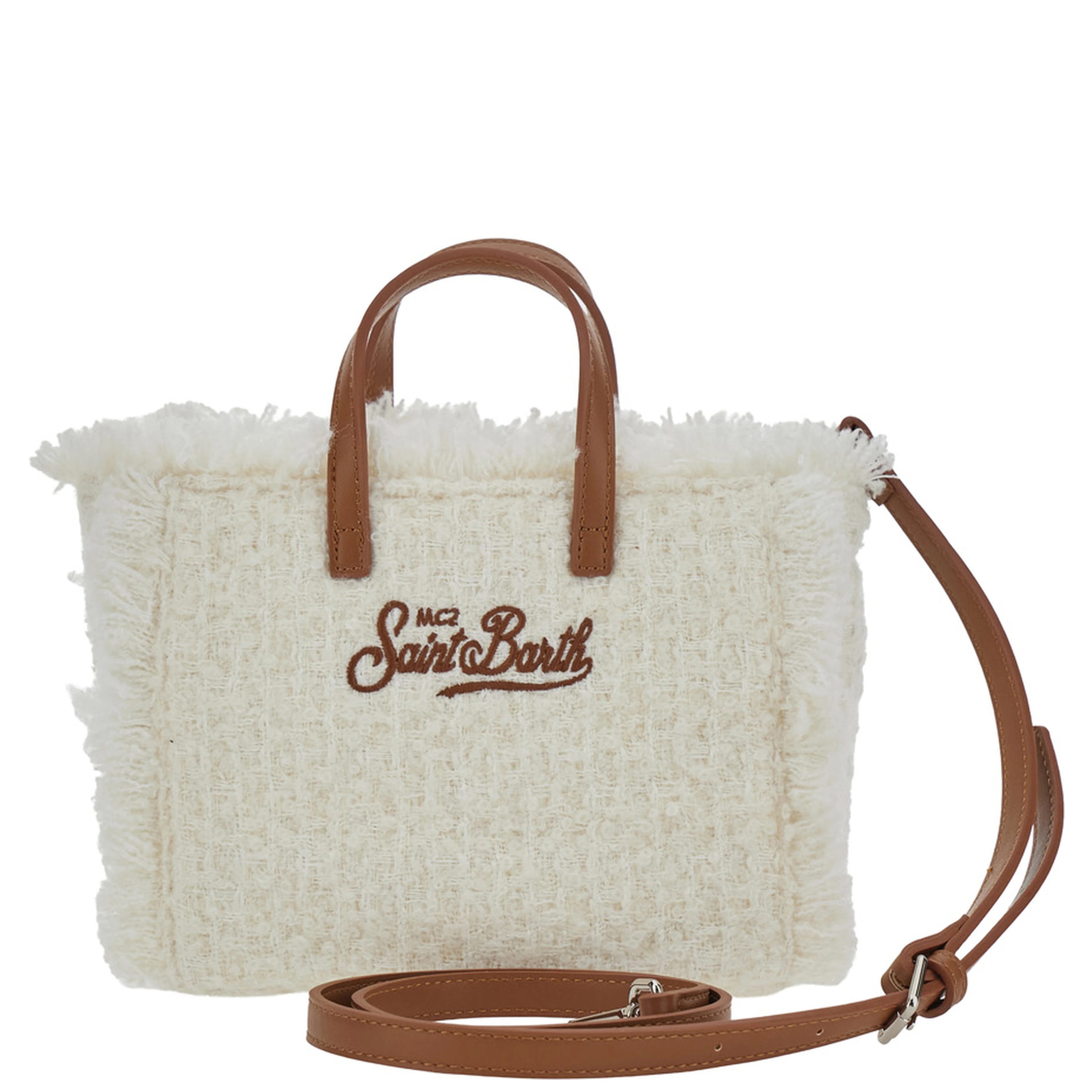 MC2 SAINT BARTH KIDS Small handbag with shoulder strap Vanity Mini Tweed in Tech Fabric white for women