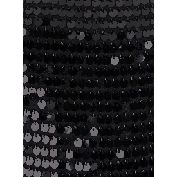 Off-shoulder top with sequins in black synthetic fabric for women