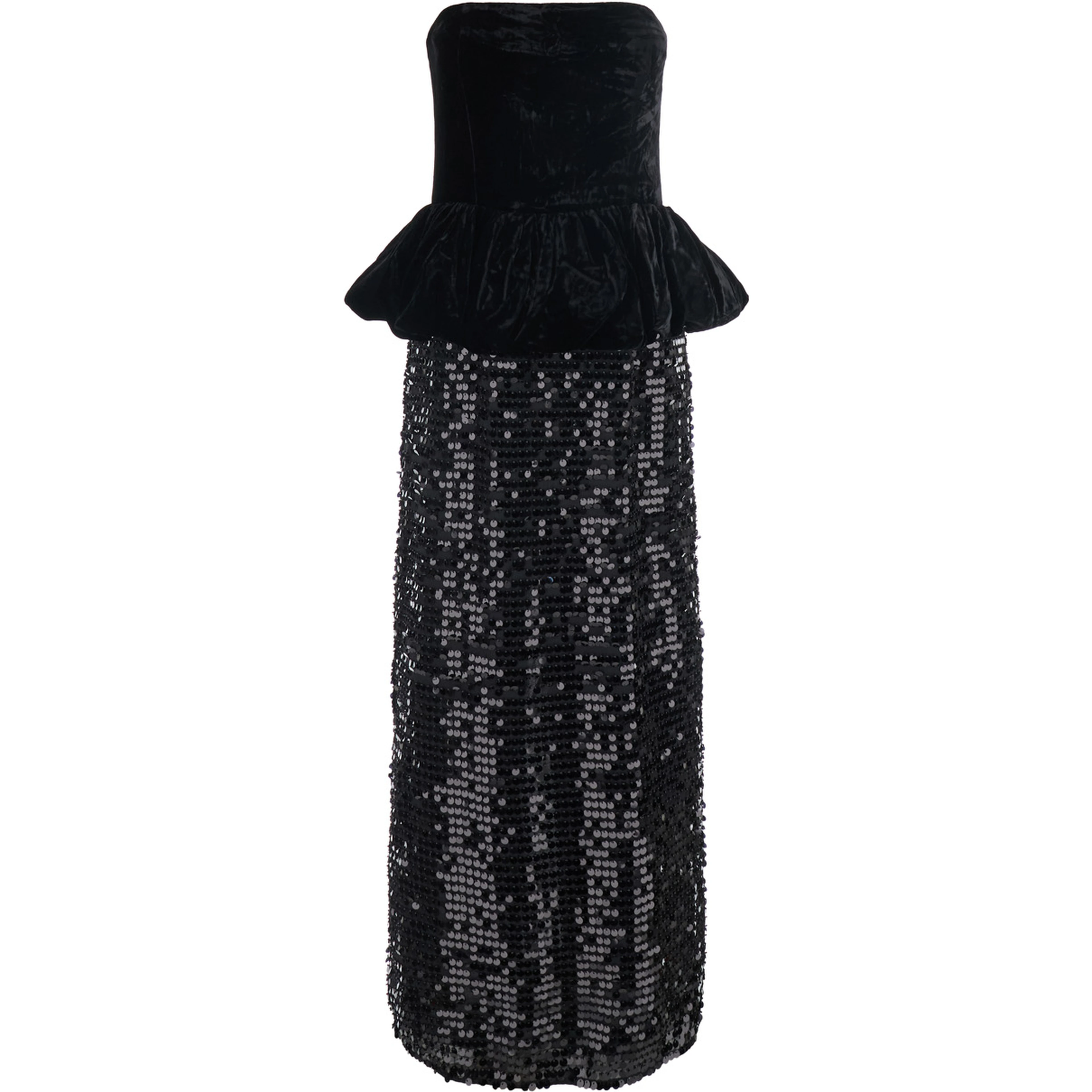 Dress SEQUINS MAXI PEPLUM with polyester fabric and black color for women
