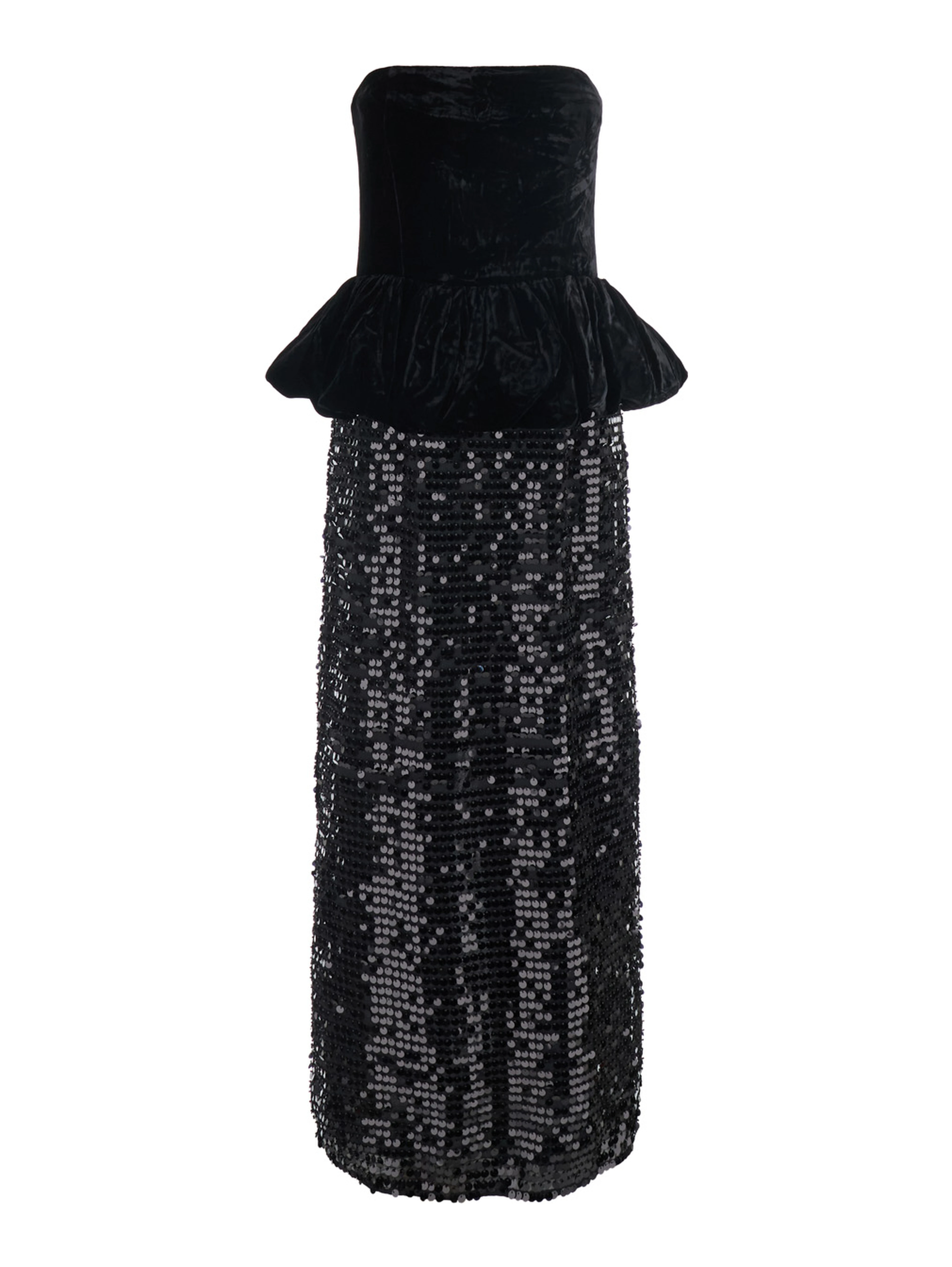 Dress SEQUINS MAXI PEPLUM with polyester fabric and black color for women