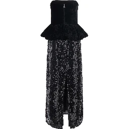 Dress SEQUINS MAXI PEPLUM with polyester fabric and black color for women