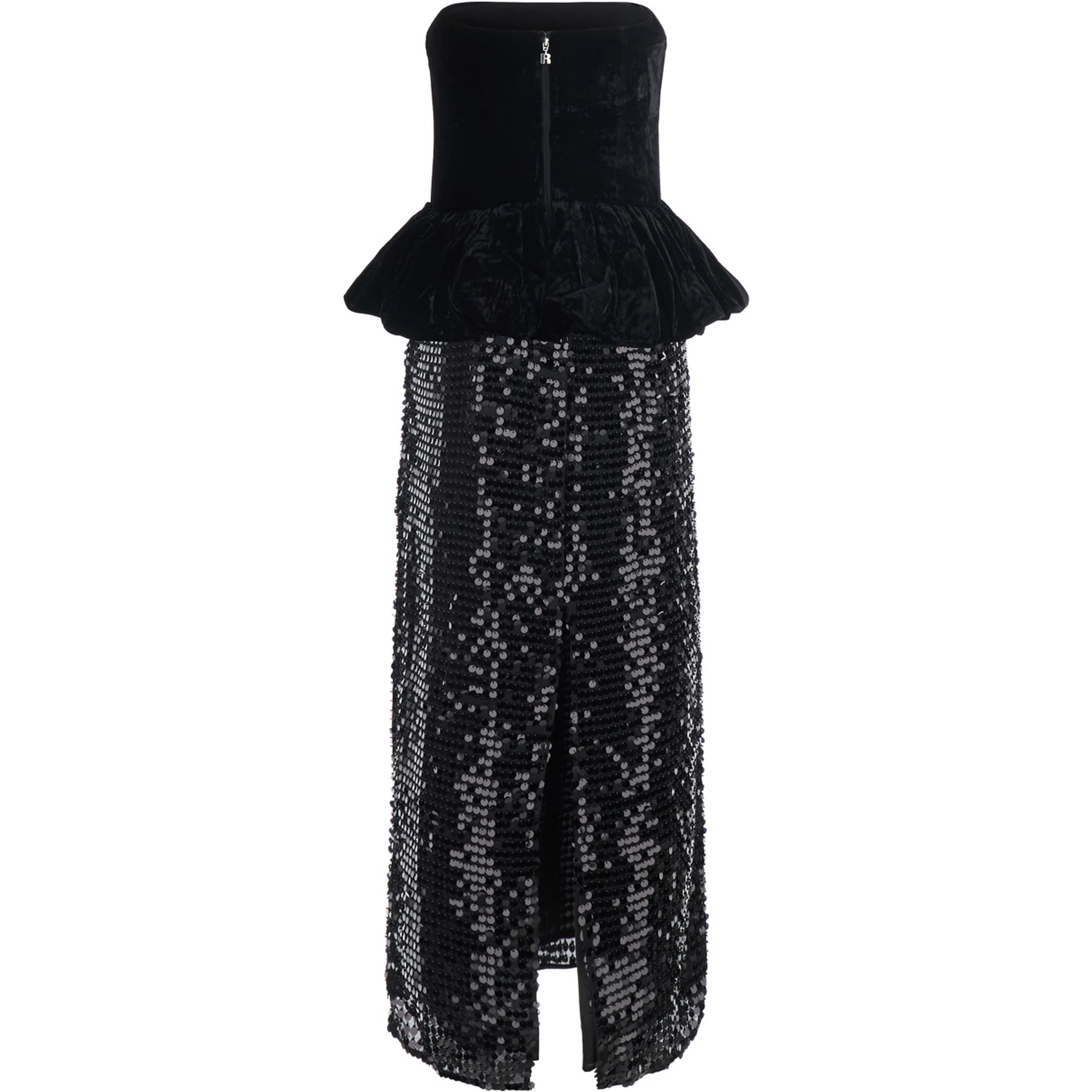 Dress SEQUINS MAXI PEPLUM with polyester fabric and black color for women
