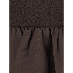 MINI PEPLUM DRESS with short sleeves and Tech Fabric Brown women