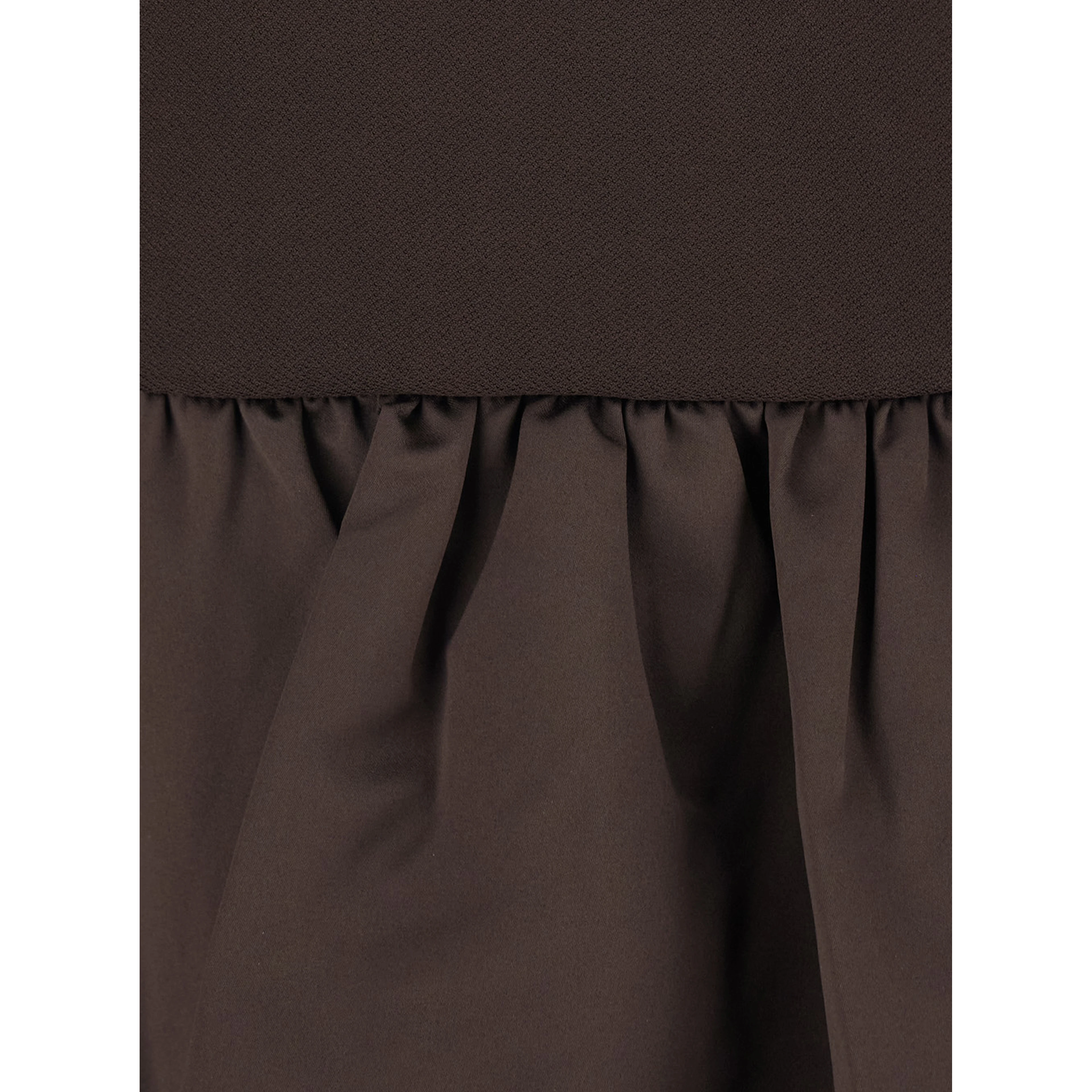 MINI PEPLUM DRESS with short sleeves and Tech Fabric Brown women