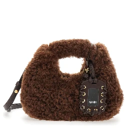 Handbag with Brown Fur Details for Women