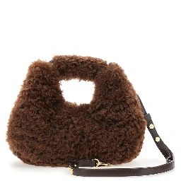 Handbag with Brown Fur Details for Women