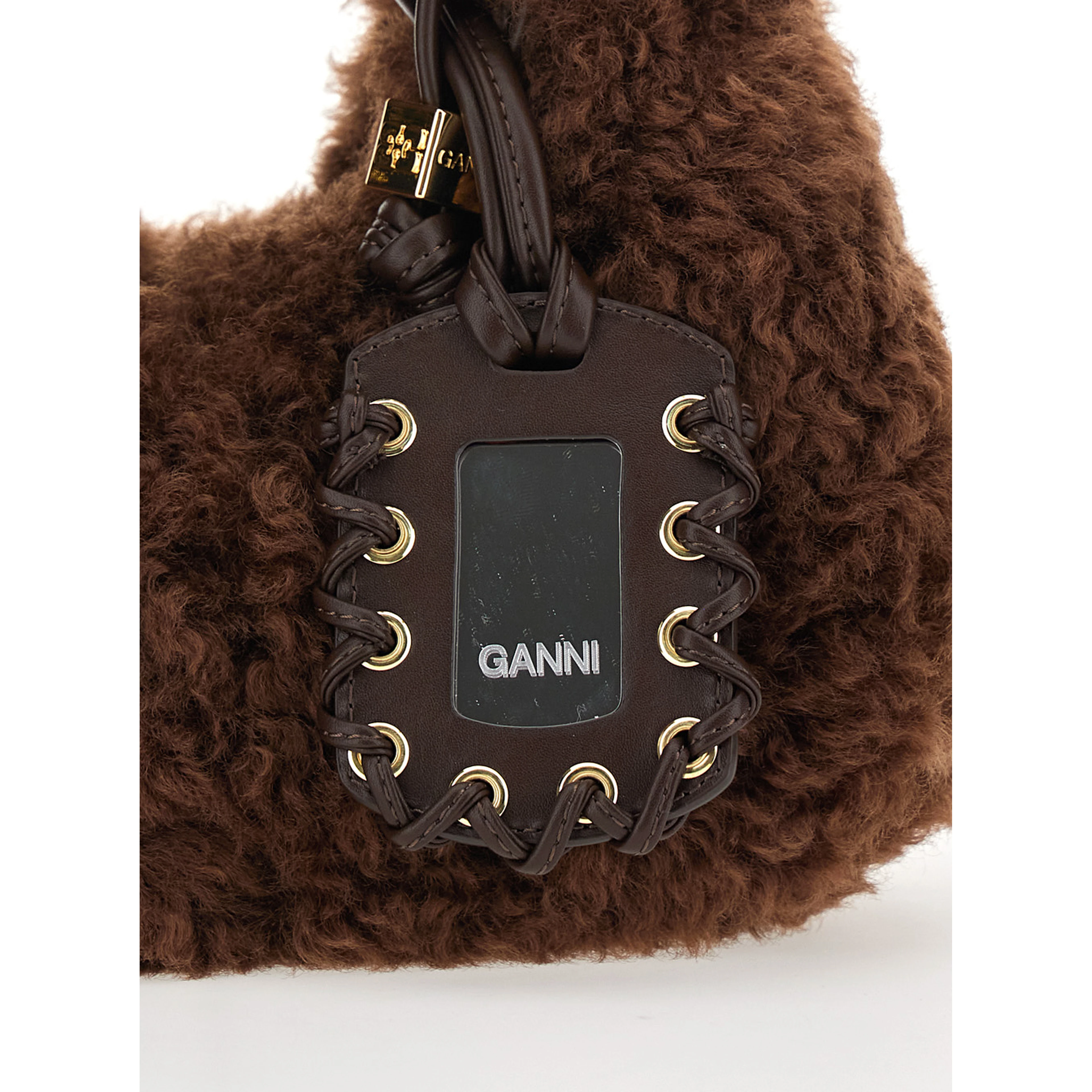 Handbag with Brown Fur Details for Women