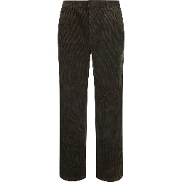 Velvet Pants with Pockets and Straight Hems in Brown for Men