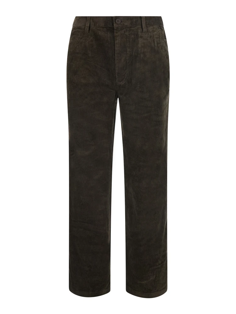 Velvet Pants with Pockets and Straight Hems in Brown for Men