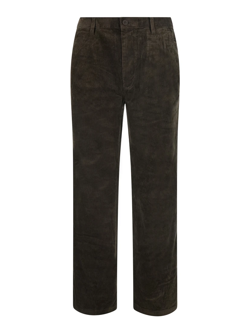 Velvet Pants with Pockets and Straight Hems in Brown for Men