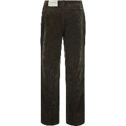 Velvet Pants with Pockets and Straight Hems in Brown for Men