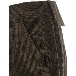 Velvet Pants with Pockets and Straight Hems in Brown for Men