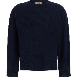 Classic V-neck Long Sleeve Top in Tech Fabric Blue Women