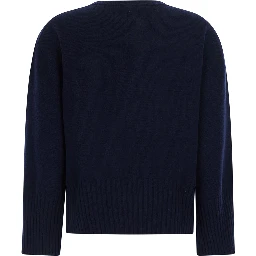 Classic V-neck Long Sleeve Top in Tech Fabric Blue Women