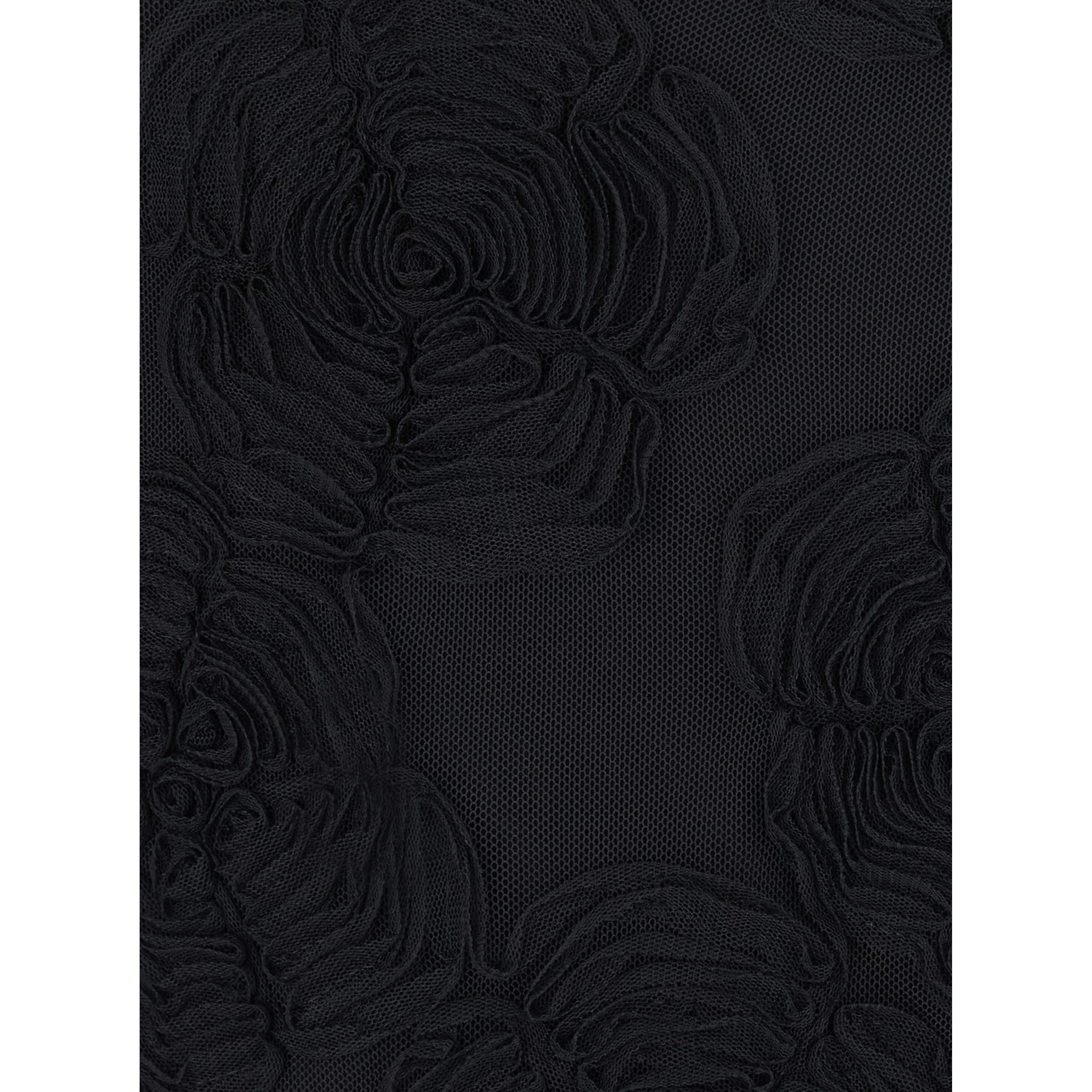 FLOWER MESH LS MINI DRESS with polyester details and black color for women