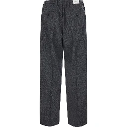 Pleated Trousers with Wide Hem in Gray