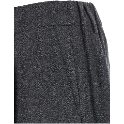 Pleated Trousers with Wide Hem in Gray