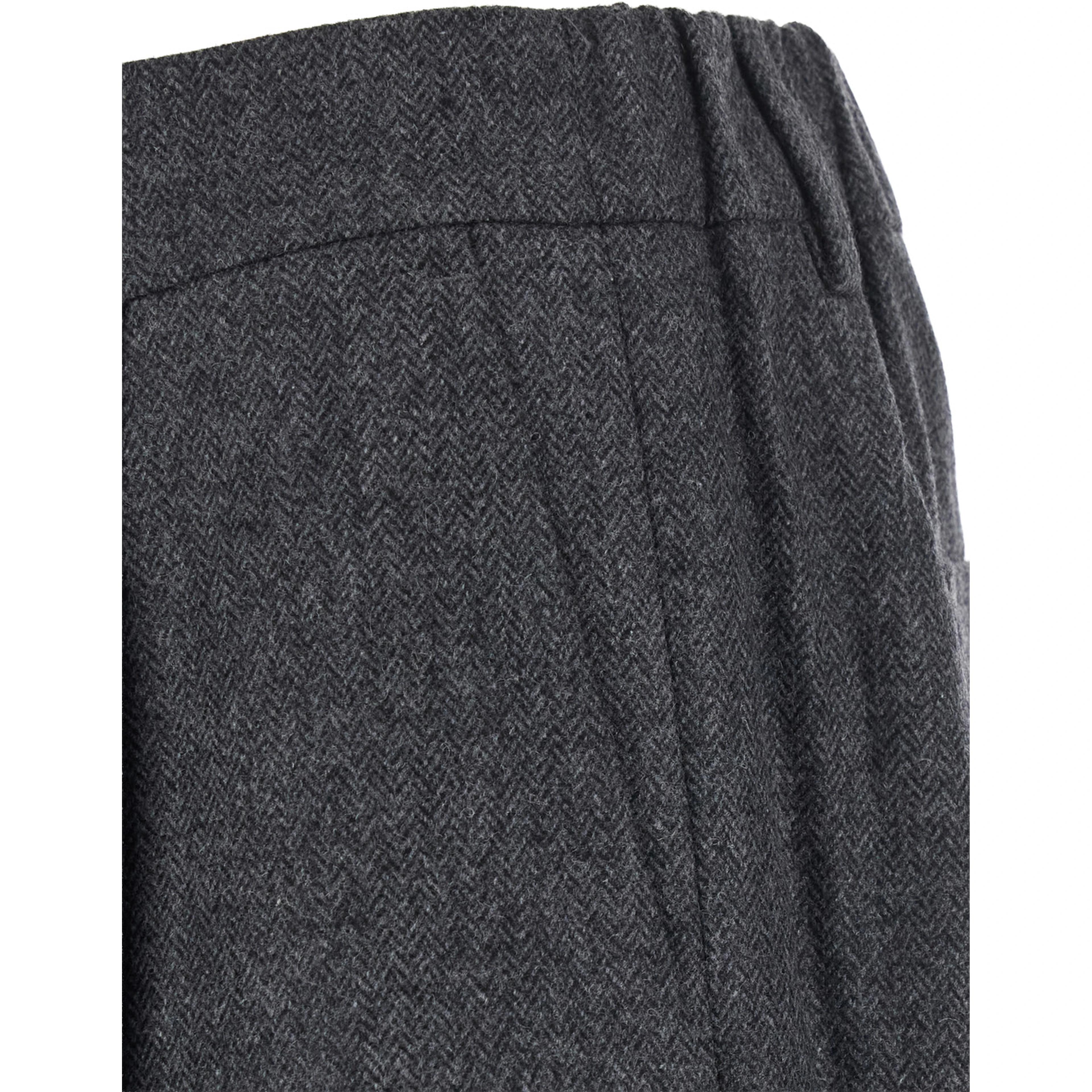 Pleated Trousers with Wide Hem in Gray