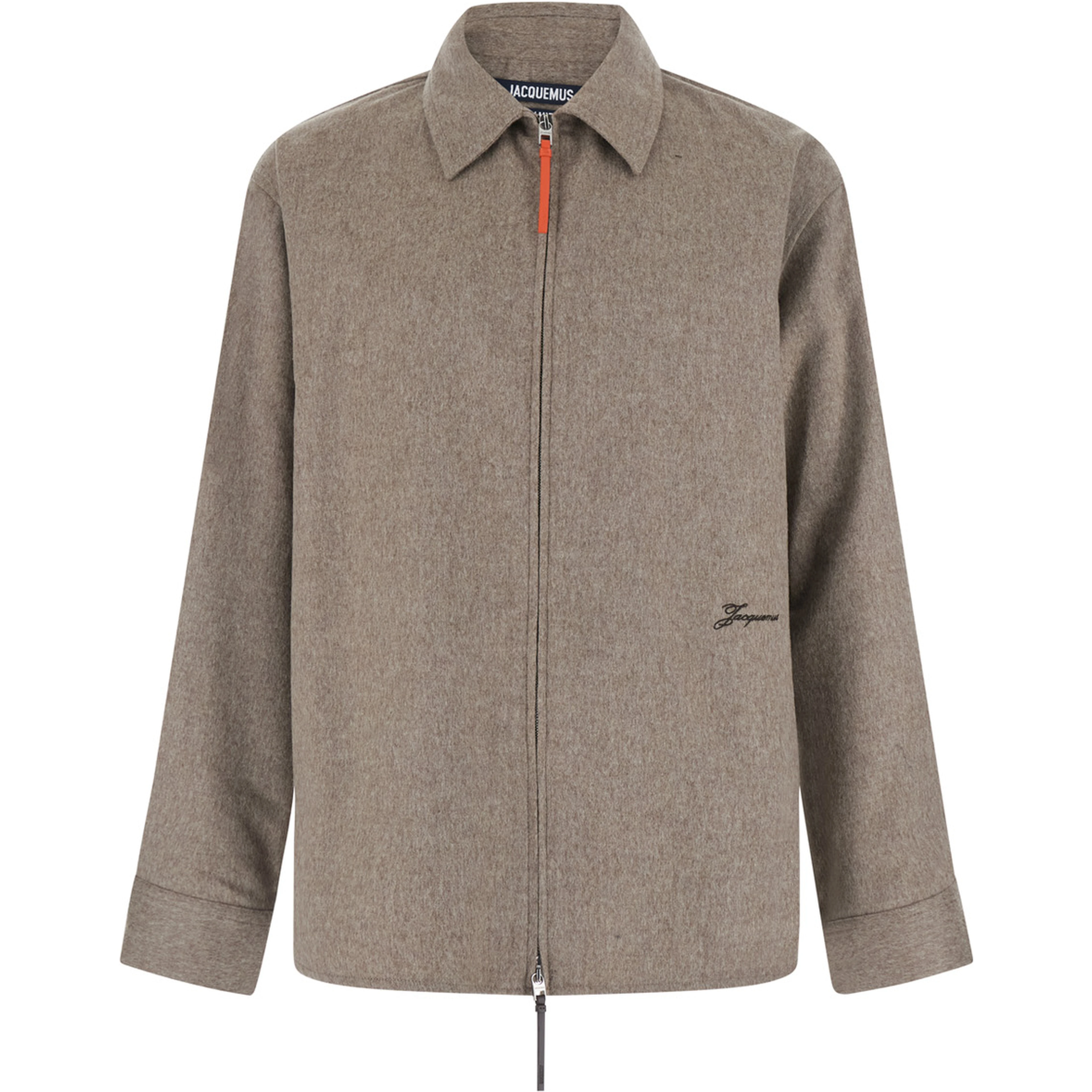Beige Jacket with Front Zip Closure and Side Pockets