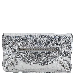 LE CITY CLUTCH METALLIZED ARENA LAMB