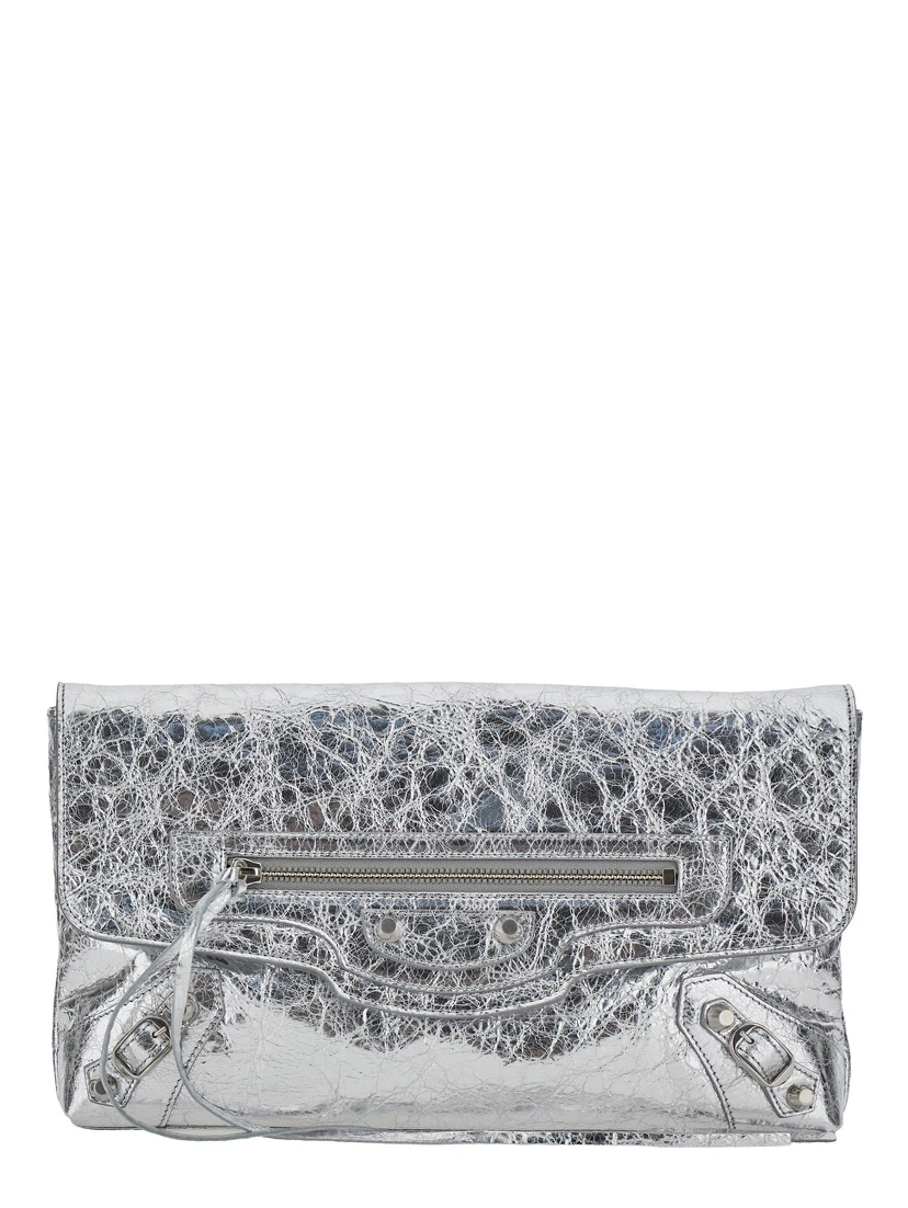 LE CITY CLUTCH METALLIZED ARENA LAMB
