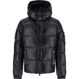 Down jacket BELBO with high collar and long sleeves in Tech Fabric black for men