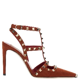 ANKLE STRAP | ROCKSTUD | T. 100 | CAMOSCIO/PLATINUM STUDS/PLATINUM TIP