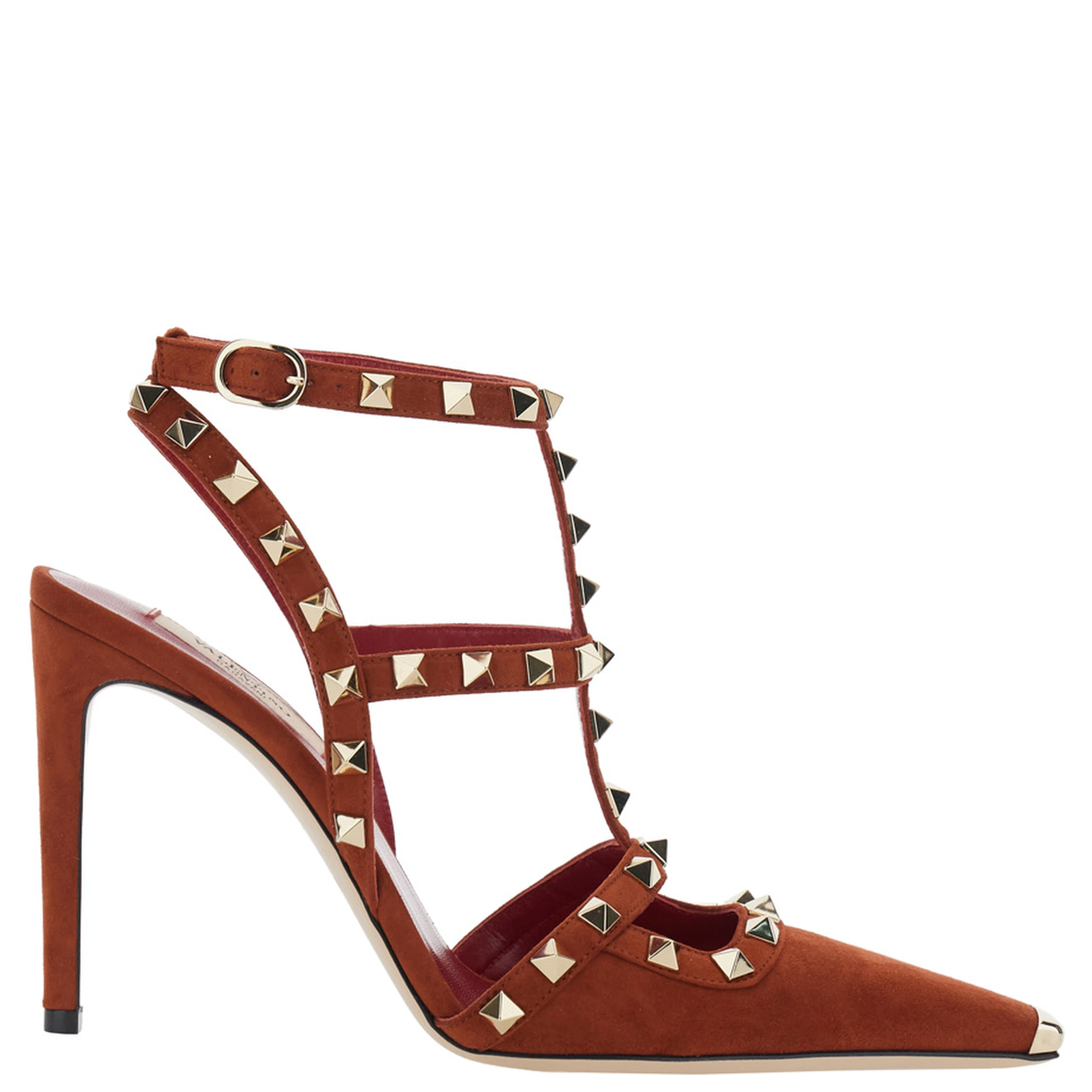 ANKLE STRAP | ROCKSTUD | T. 100 | CAMOSCIO/PLATINUM STUDS/PLATINUM TIP