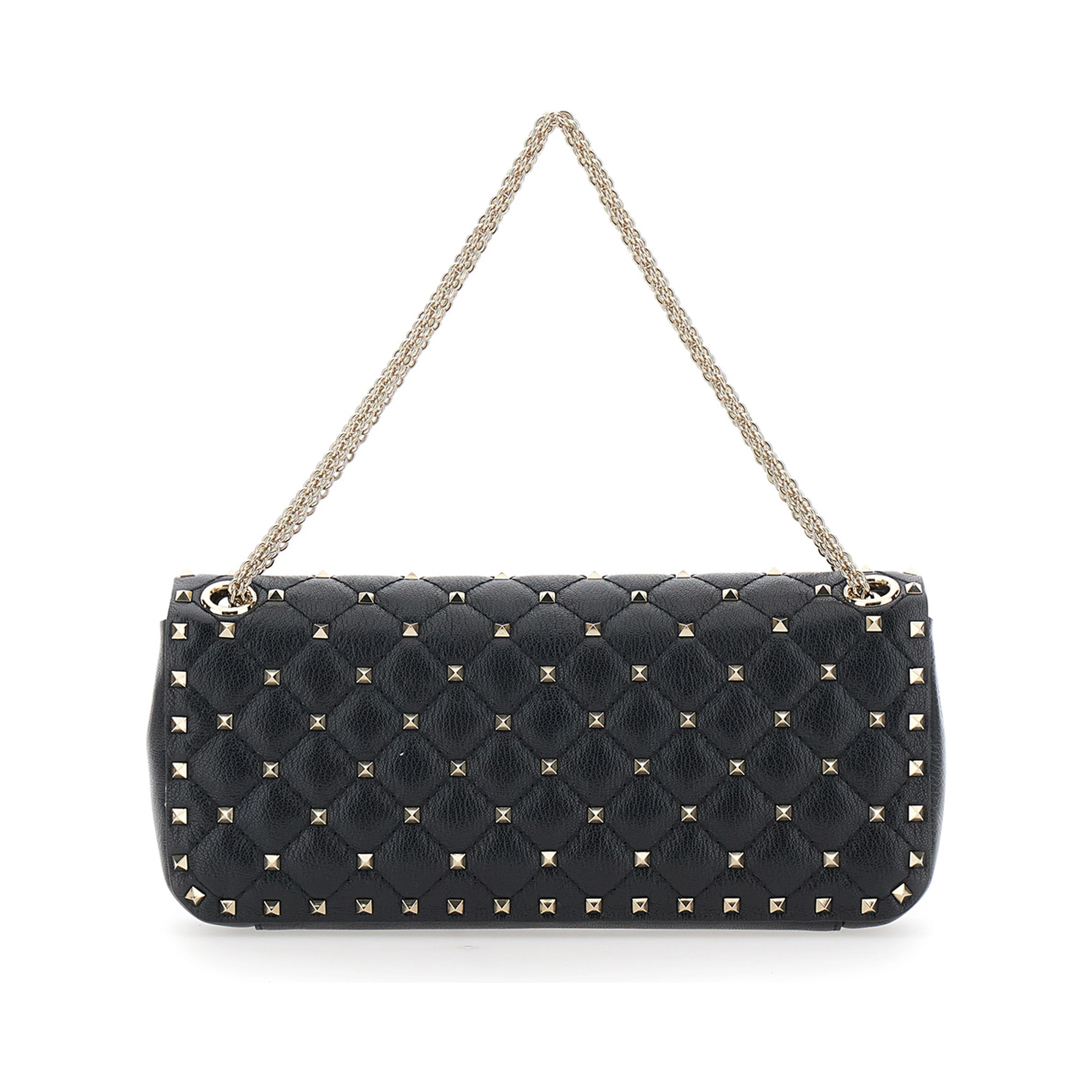 SMALL SHOULDER BAG | ROCKSTUD SPIKE | CAPRETTO LUCIDO SOFT/PLATINUM STUDS