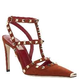 ANKLE STRAP | ROCKSTUD | T. 100 | CAMOSCIO/PLATINUM STUDS/PLATINUM TIP