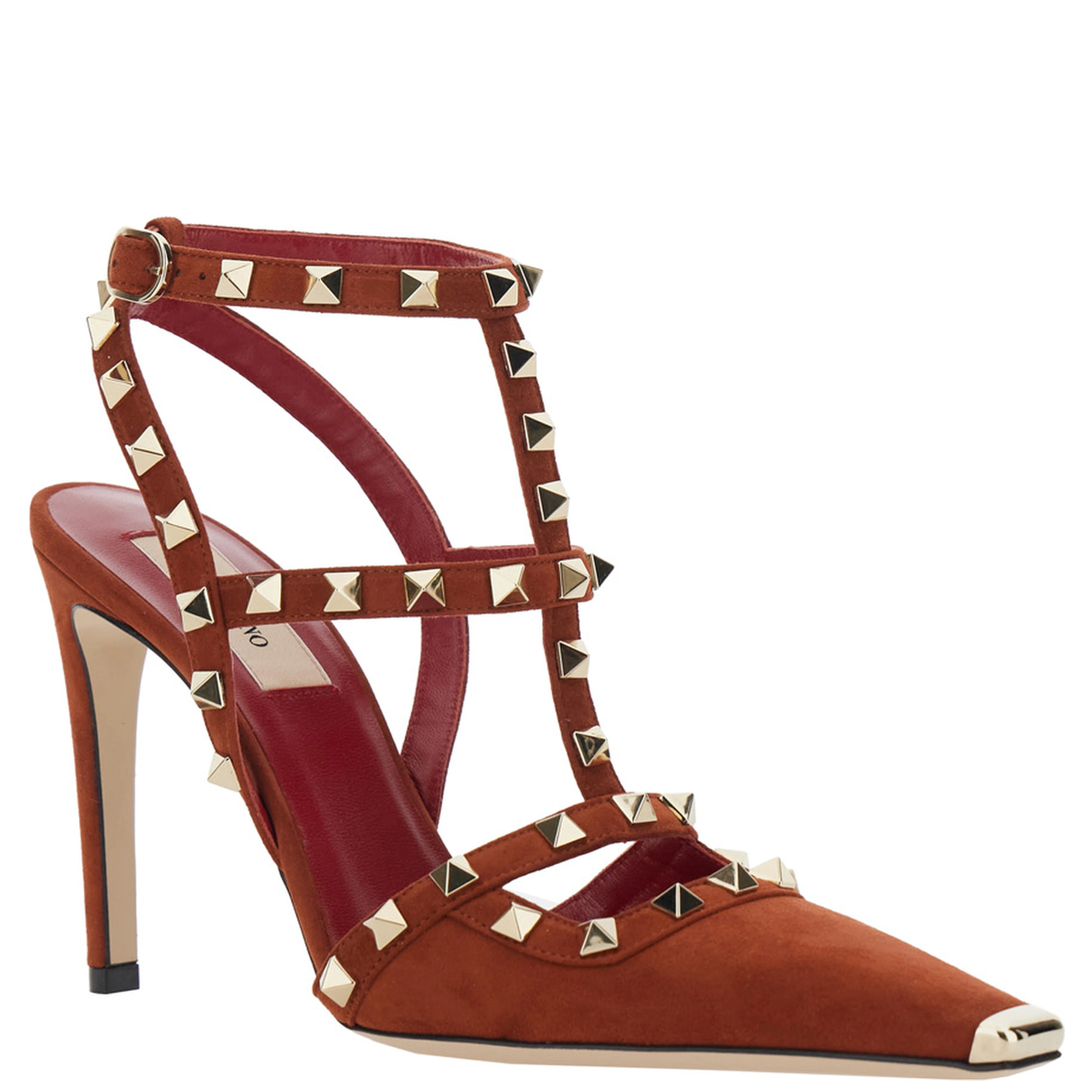 ANKLE STRAP | ROCKSTUD | T. 100 | CAMOSCIO/PLATINUM STUDS/PLATINUM TIP