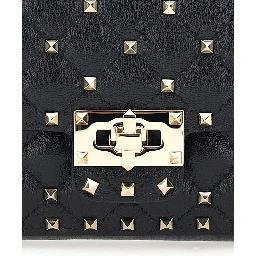 SMALL SHOULDER BAG | ROCKSTUD SPIKE | CAPRETTO LUCIDO SOFT/PLATINUM STUDS