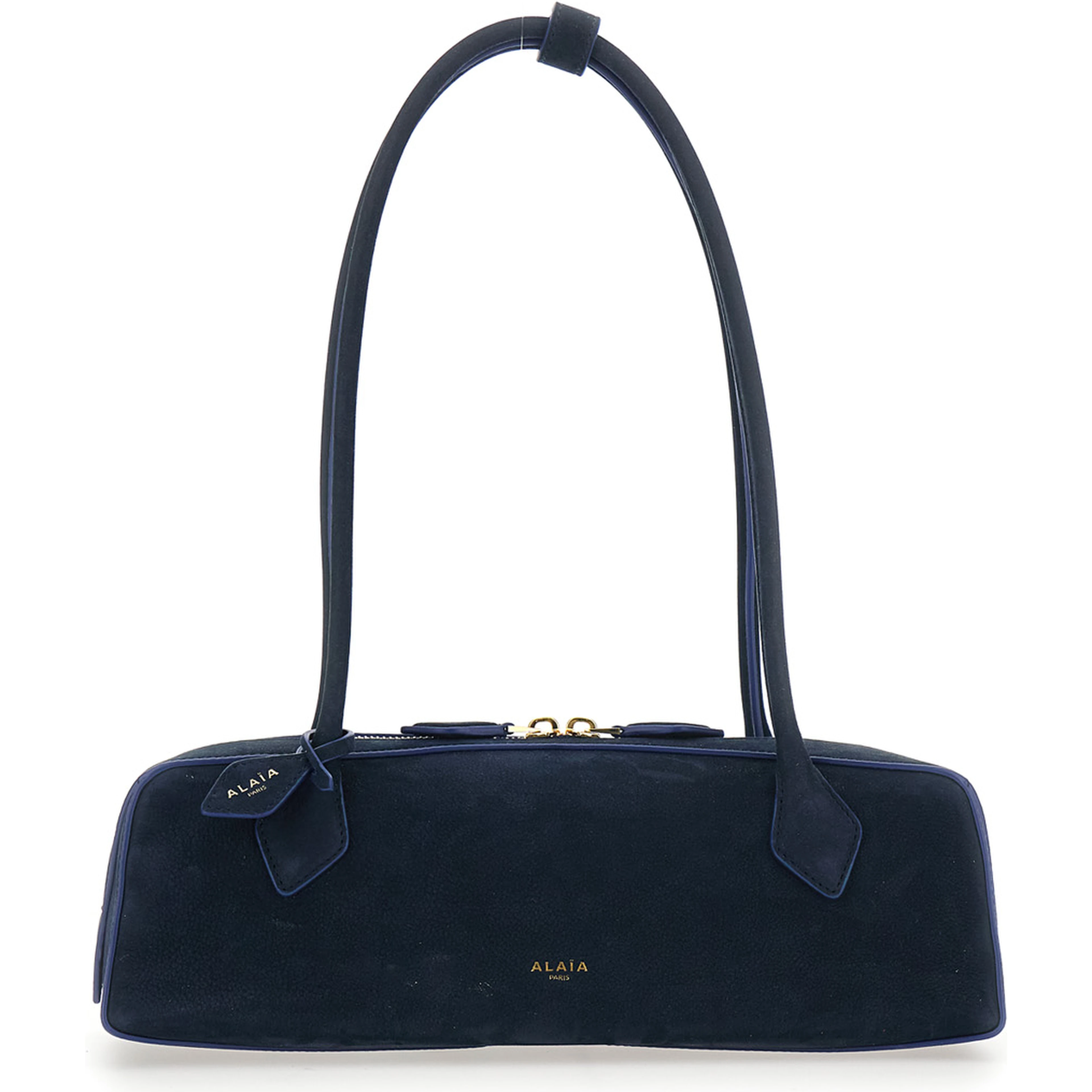 Shoulder bag TECKEL M NUBUCK with nubuck details and blue color for women