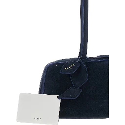 Shoulder bag TECKEL M NUBUCK with nubuck details and blue color for women